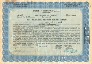 West Philadelphia Passenger Railway Co. - Stock Certificate